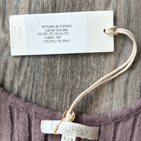 Z Supply Bra Brown Zoe Silky Rib Tank Bra Size Small Loungewear Z Lounge - Picture 5 of 7